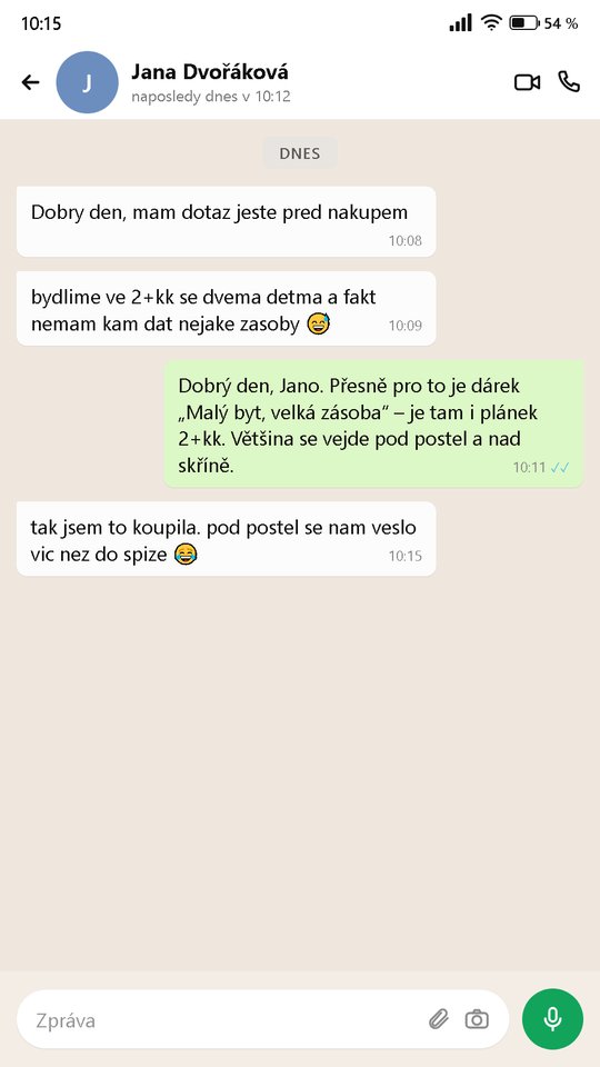 Zpráva od zákaznice