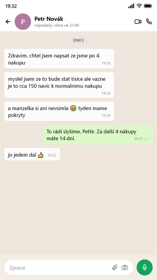 Zpráva od zákazníka